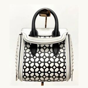 Alexander McQueen Black and White Lattice Satchel